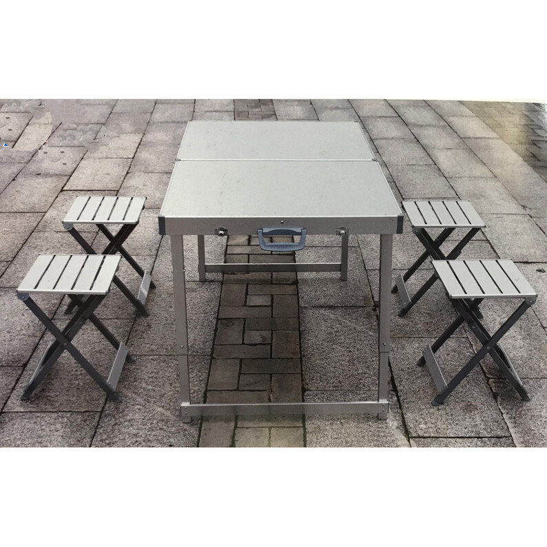 Travel table with folding four chairs, ailumine