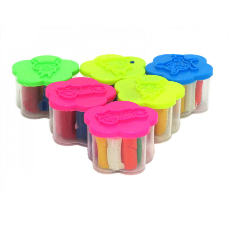 6-piece colorful play clay set with small containers