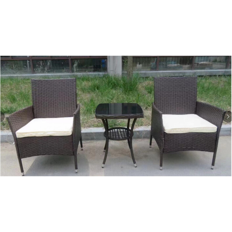 3-piece garden furniture, 2 sun loungers and 1 coffee table