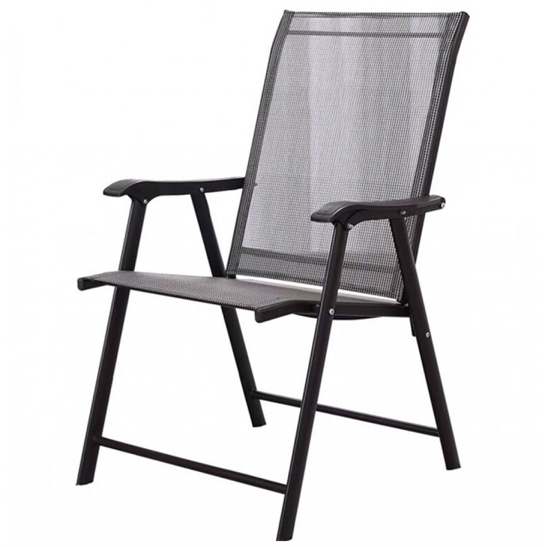 Chair with metal base, polymer mesh fabric, and armrest