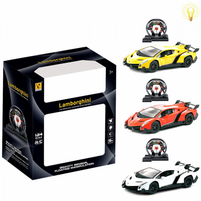 Car with remote control steering panel Lamborghini with e-battery 1:24, 4-way.