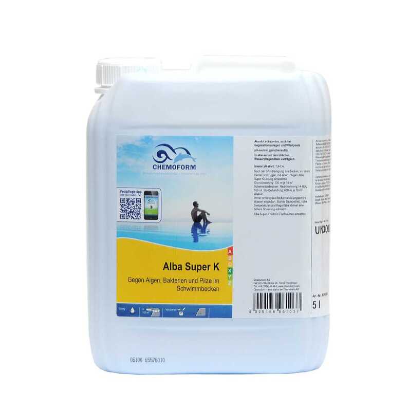 Pool cleaning liquid algaecide 5L container Alba Super K