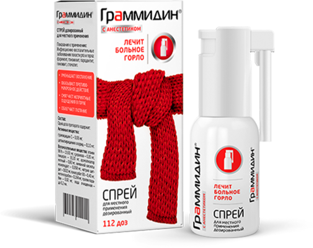 Grammidin spray d - local. prim with anesthetic 112 doses