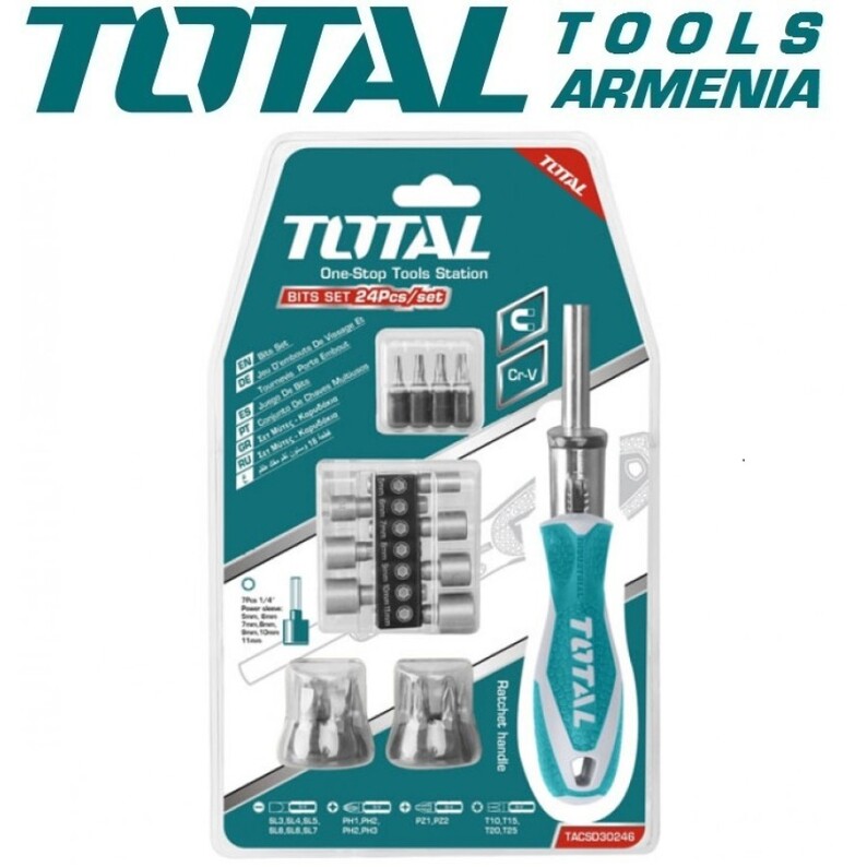 Reversible Screwdriver With Bits 24 Pcs. TACSD30246
