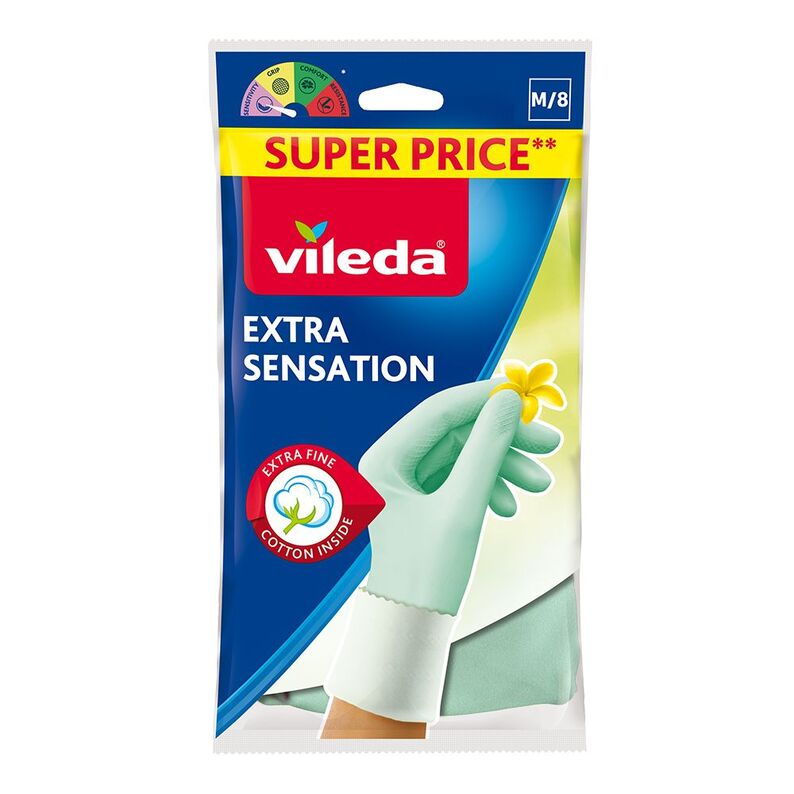 Rubber gloves Vileda, Extra Sensation, M