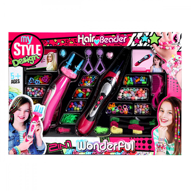 Детский игровой набор для плетения волос, набор парикмахера 2 в 1 (hair beader set) LV227