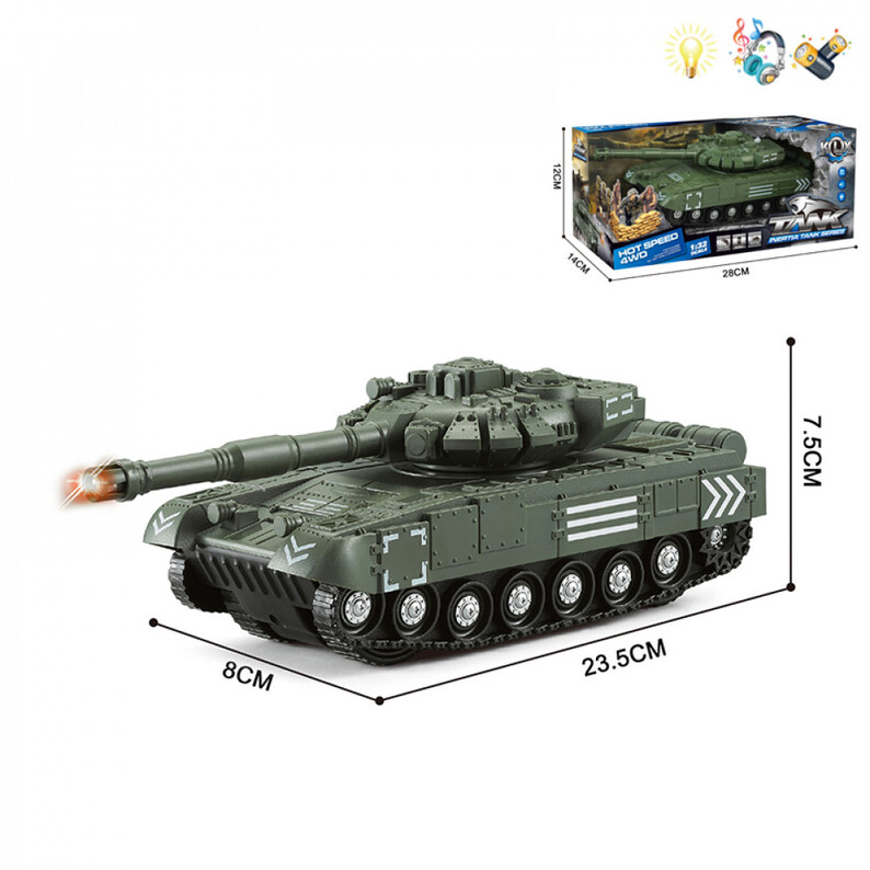 Car military tank inertial, open box, sound and light