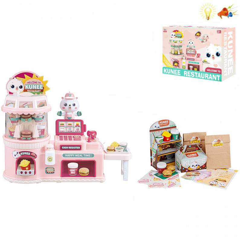 Игровой набор ресторан с кассовым аппаратом на батарейках с игрушками