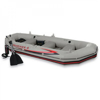 Inflatable boat with paddles and pump