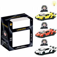 Car with remote control steering panel Lamborghini with e-battery 1:24, 4-way. Car with remote control steering panel Lamborghini with e-battery 1:24, 4-way.