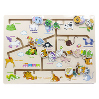 Wooden game maze animals