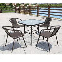 Garden quadrangular table 80 cm long with four chairs, waterproof