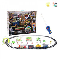 Railway train with remote control with music, rails, electronic battery