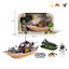 Game motorboat with military soldier, set